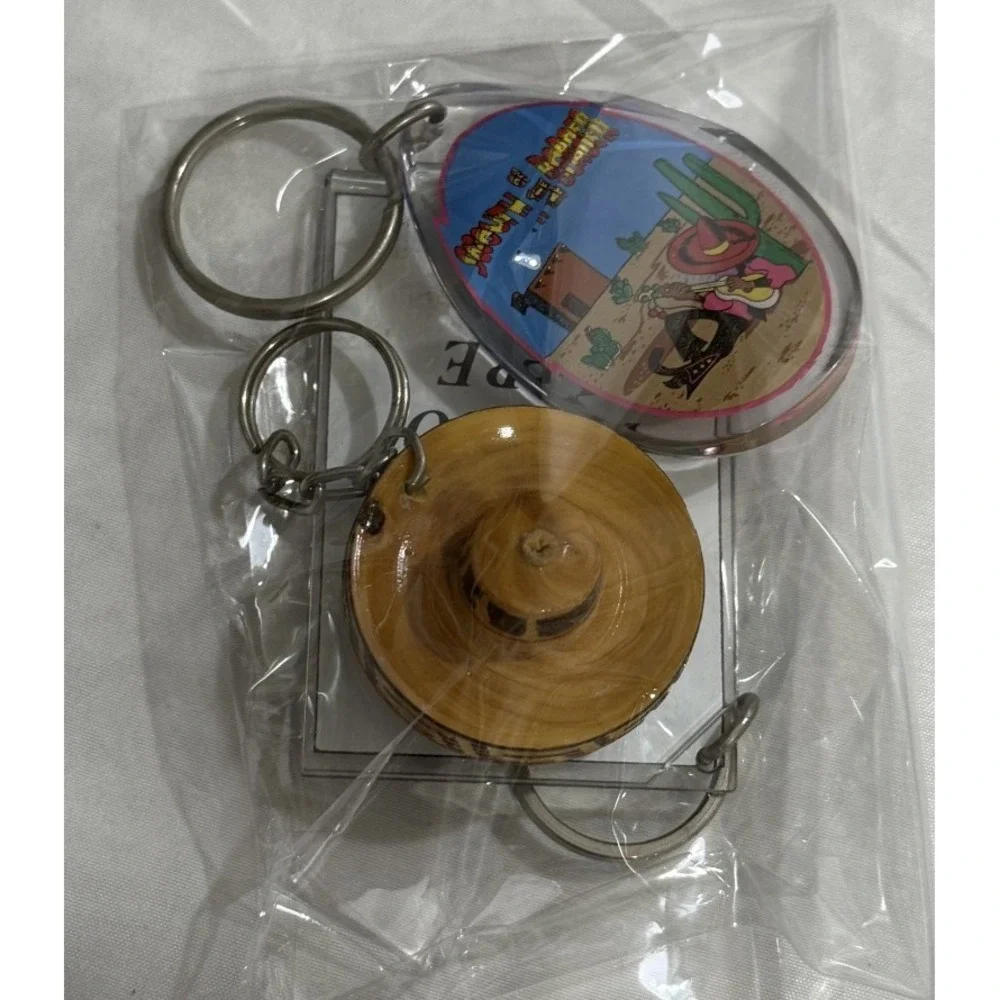 Lot of 3 Vintage Keychain South Of The‎ Border Sand Moves, Photo Holder, Hat
